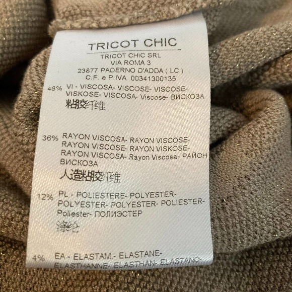 Tricot Chic Sweater Womens Sz 4 Beige Metallic‎ Knit Floral Long Sleeve Pullover - Picture 6 of 9
